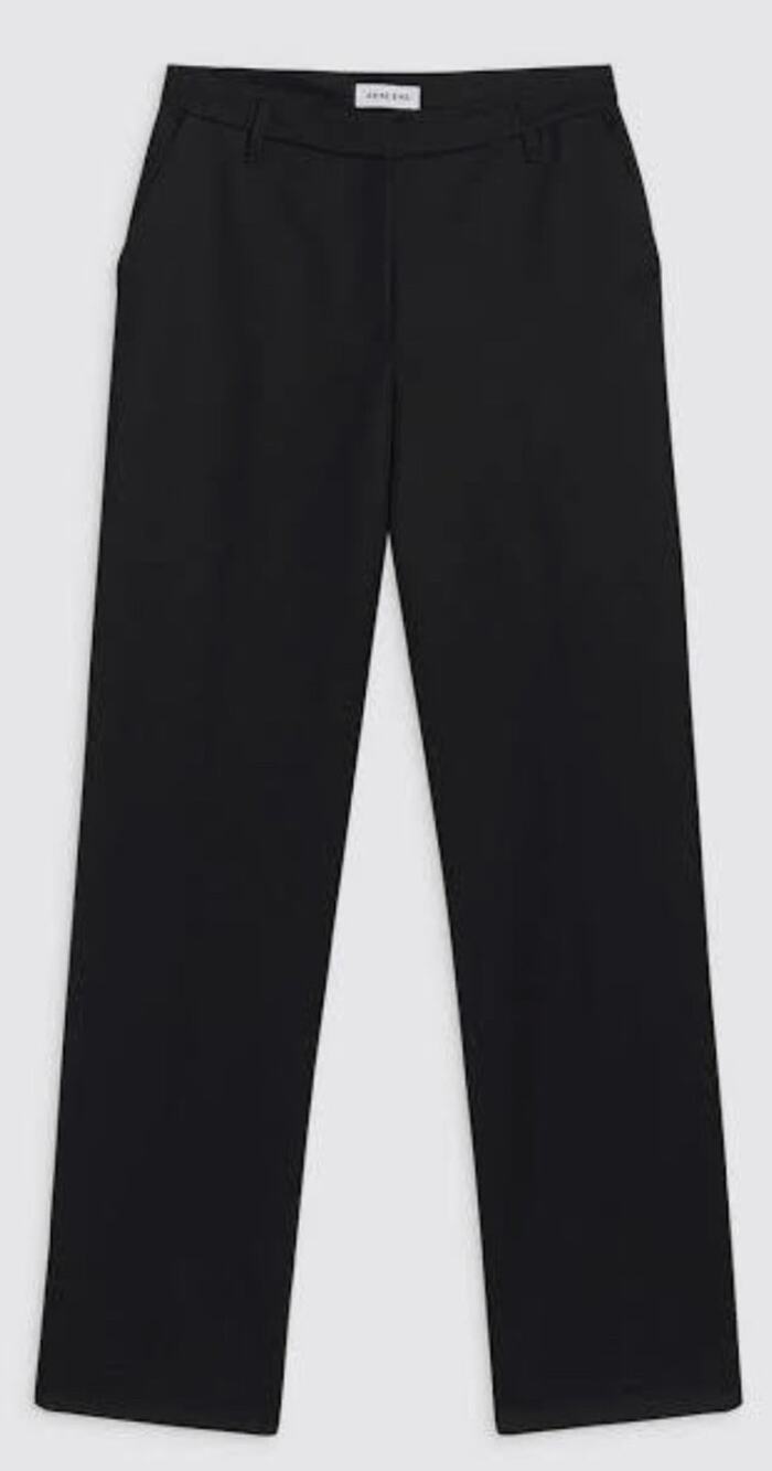 Anine Bing Black 100% Wool Classic Straight Leg Lined Pant Trouser SZ 2